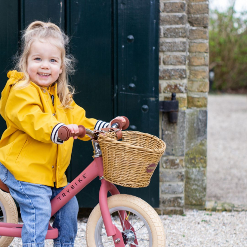 trybike steel loopfiets vintage roze mat - bruin