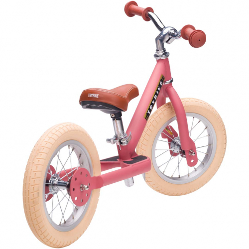 trybike steel loopfiets vintage roze mat - bruin