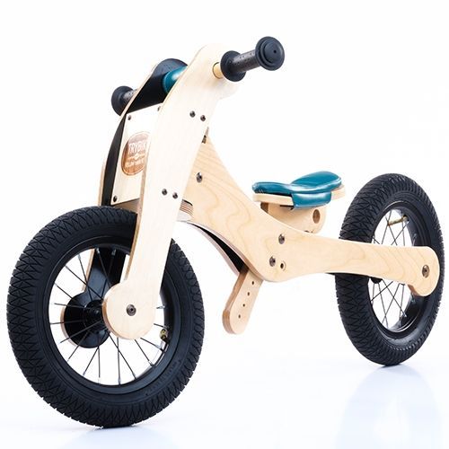 trybike wood 4-in-1 loopfiets - groenblauw/zwart 