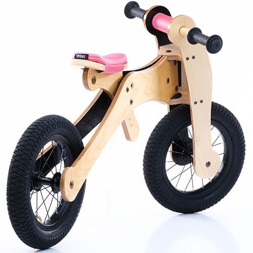 trybike wood 4-in-1 loopfiets - roze/zwart