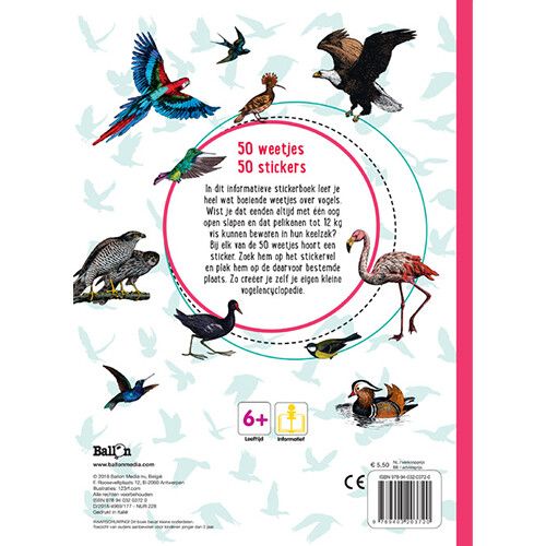uitgeverij ballon 50 weetjes 50 stickers - vogels
