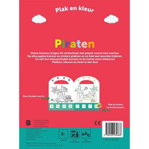 uitgeverij ballon kleur- en stickerboek - plak en kleur - piraten