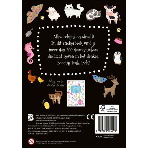 uitgeverij ballon stickerboek glow in the dark stickers - dieren
