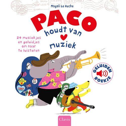 uitgeverij clavis geluidenboek paco houdt van muziek