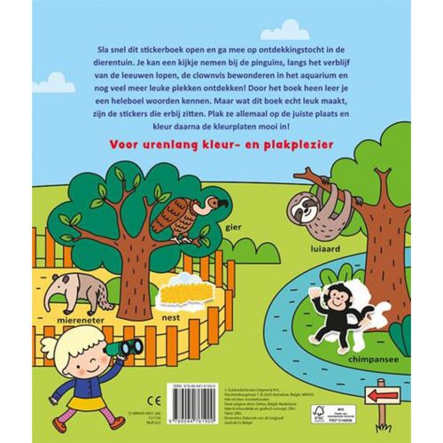 uitgeverij deltas kleur- en stickerboek met woordjes - in de dierentuin