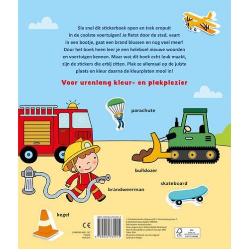 uitgeverij deltas kleur- en stickerboek met woordjes - voertuigen