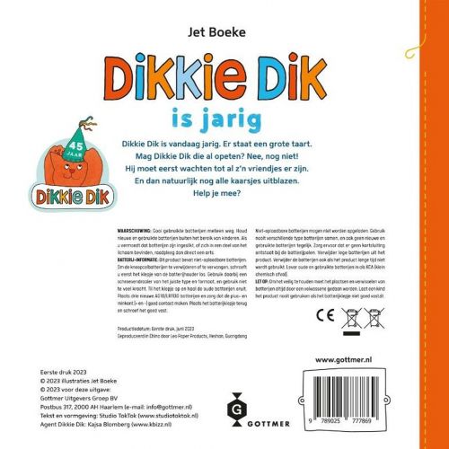uitgeverij gottmer kartonboek dikkie dik is jarig