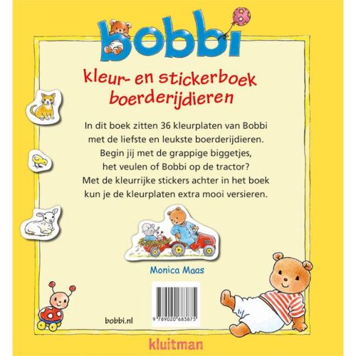 uitgeverij kluitman bobbi kleur- en stickerboek - boerderijdieren