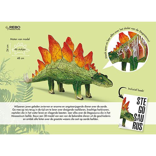 uitgeverij rebo dino stegosaurus boek + 3D model