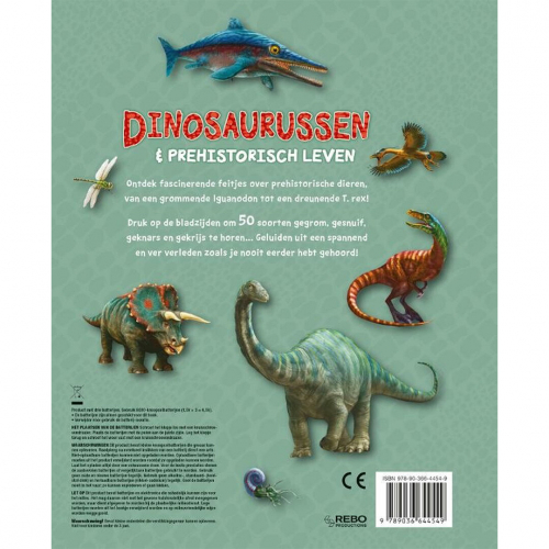 uitgeverij rebo geluidenboek dinosaurussen en prehistorisch leven