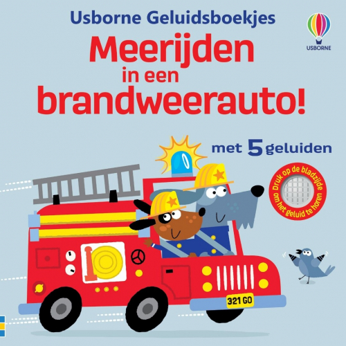 uitgeverij usborne geluidenboek meerijden in een brandweerauto!