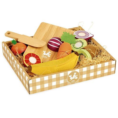 vilac houten snijplank met groenten en fruit (14st) 