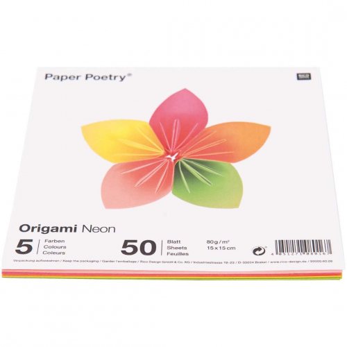 vouwpapier origami neon - 15 cm - 50st