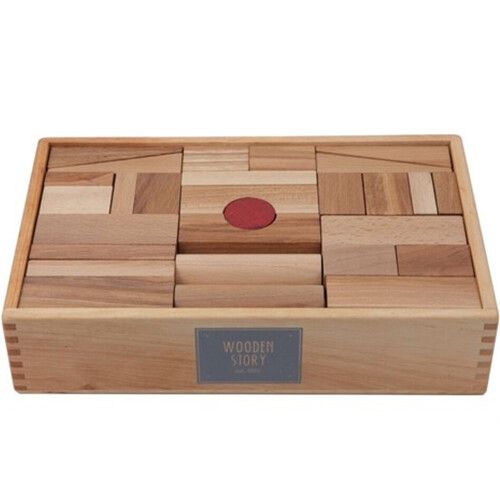 wooden story stapelblokken XL - naturel - 63 st