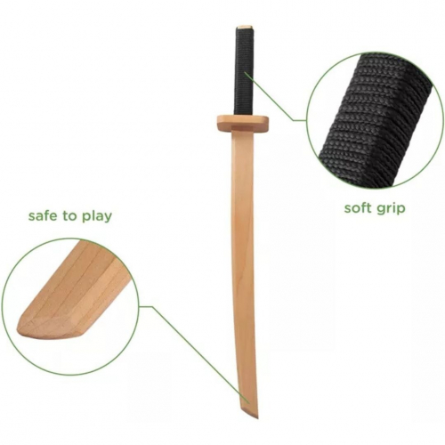woodsy samurai zwaard met zwart gevest - 58,5 cm