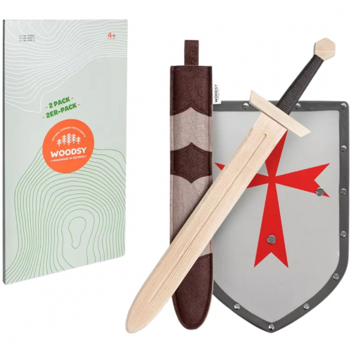 woodsy zwaard met schede en schild - 57,5 cm