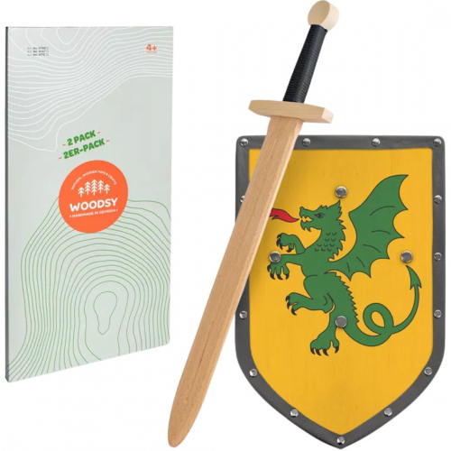woodsy zwaard met schild - draak - 57,5 cm