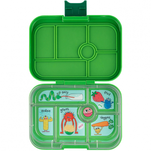 yumbox original broodtrommel 6 vakken - jurassic green - funny monsters