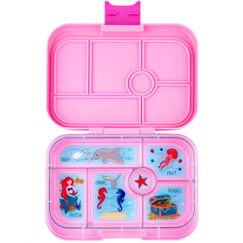 yumbox original broodtrommel 6 vakken - power pink - mermaid