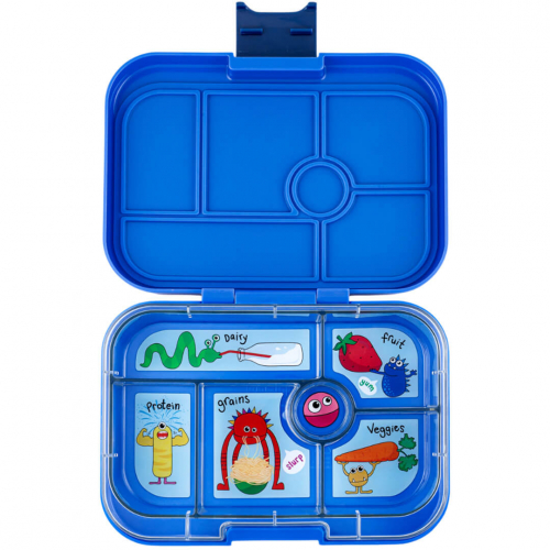 yumbox original broodtrommel 6 vakken - surf blue - funny monsters