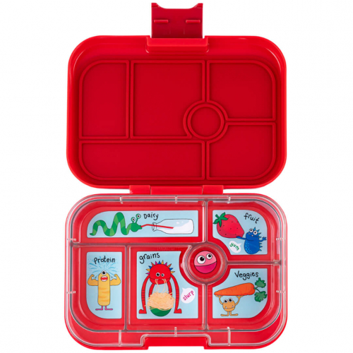 yumbox original broodtrommel 6 vakken - wow red - funny monsters 