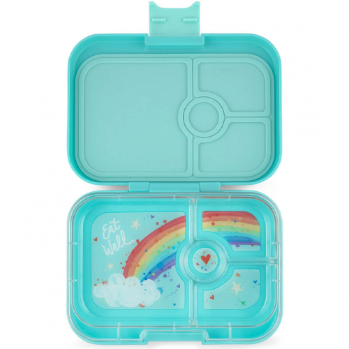 yumbox panino broodtrommel 4 vakken - misty aqua - rainbow 