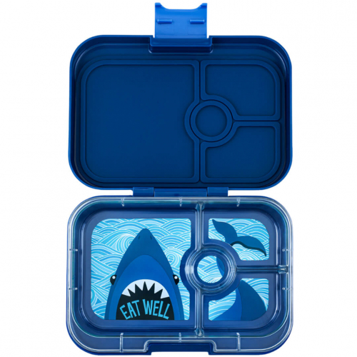 yumbox panino broodtrommel 4 vakken - monte carlo blue - shark