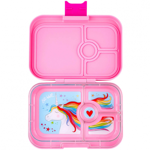 yumbox panino broodtrommel 4 vakken - power pink - unicorn