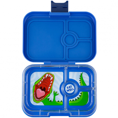 yumbox panino broodtrommel 4 vakken - surf blue - dinosaur