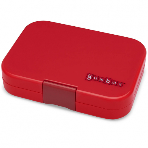 yumbox panino broodtrommel 4 vakken - wow red - dinosaur