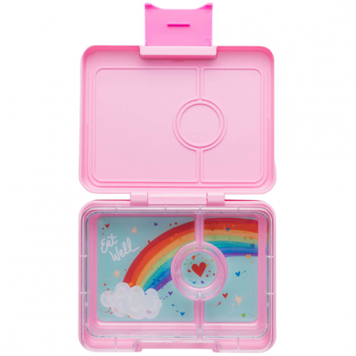 yumbox snack lunchdoosje 3 vakken - power pink - rainbow