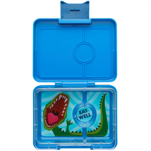 yumbox snack lunchdoosje 3 vakken - surf blue - dinosaur