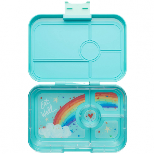 yumbox tapas broodtrommel 4 vakken XL - antibes blue - rainbow