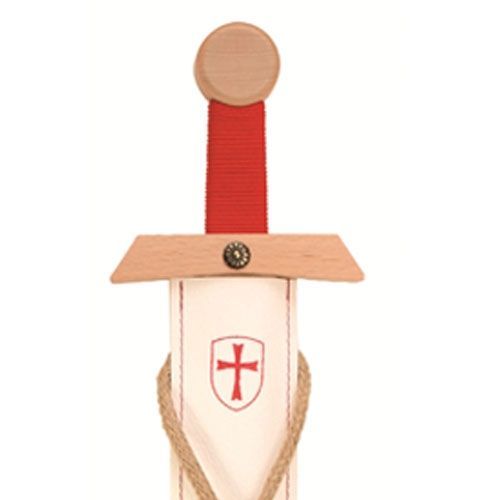 zwaard tempelridder met leren schede en koord - 50 cm