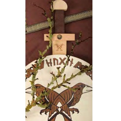 zwaard vikingen met bruin gevest  en schede - 48 cm 