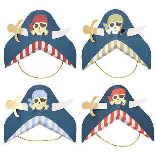 meri meri feesthoedjes piraat blauw - 8st