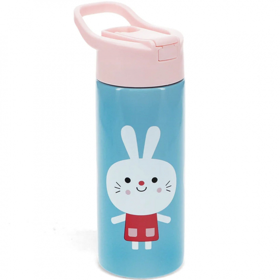rex london rvs drinkfles met rietje - lottie and friends - 500 ml