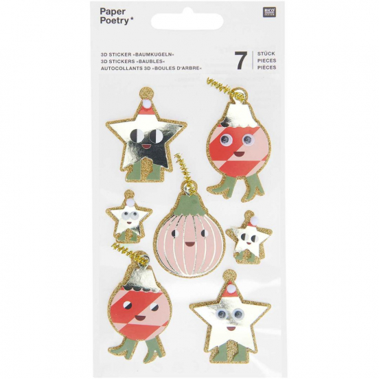 3D stickers christmas rocks ornaments - 7st