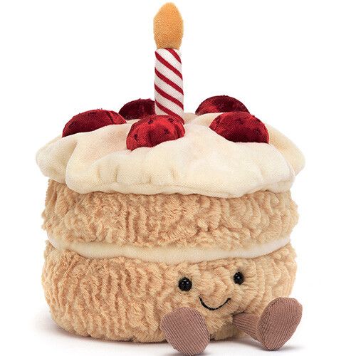 jellycat amusables knuffelverjaardagstaart - 16 cm  
