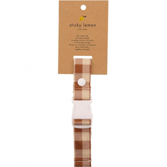 sticky lemon borstriem voor rugzak - colourblocking - gingham - schoolbus brown
