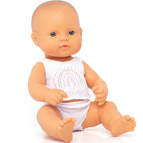 miniland babypop europees met ondergoed - meisje - 32 cm