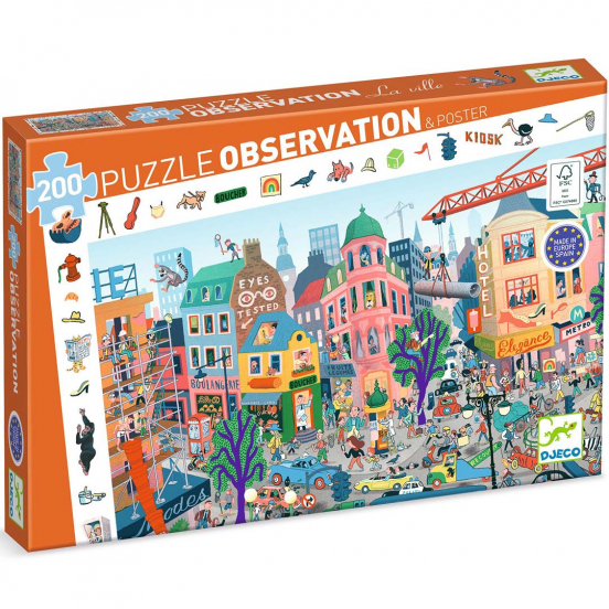 djeco observatiepuzzel de stad - 200st