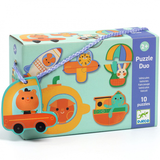 djeco puzzel duo - voertuigen - 10x2st
