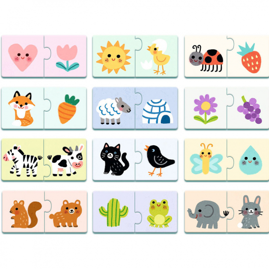 djeco puzzel duo - kleuren - 12x2st