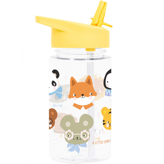 a little lovely company drinkfles met rietje - dierenvrienden - 450 ml