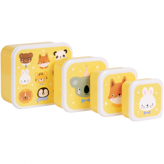 a little lovely company lunchbox set - dierenvrienden - 4st