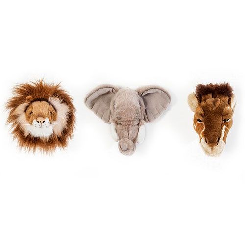 wild & soft trophy mini heads safari (3st)