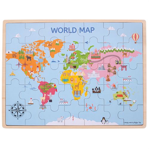 bigjigs puzzel wereldkaart - 35st