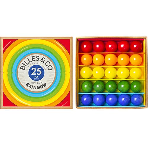 billes & co knikkers mini box - rainbow - 25st