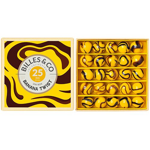 billes & co knikkers uni box - banana twist - 25st